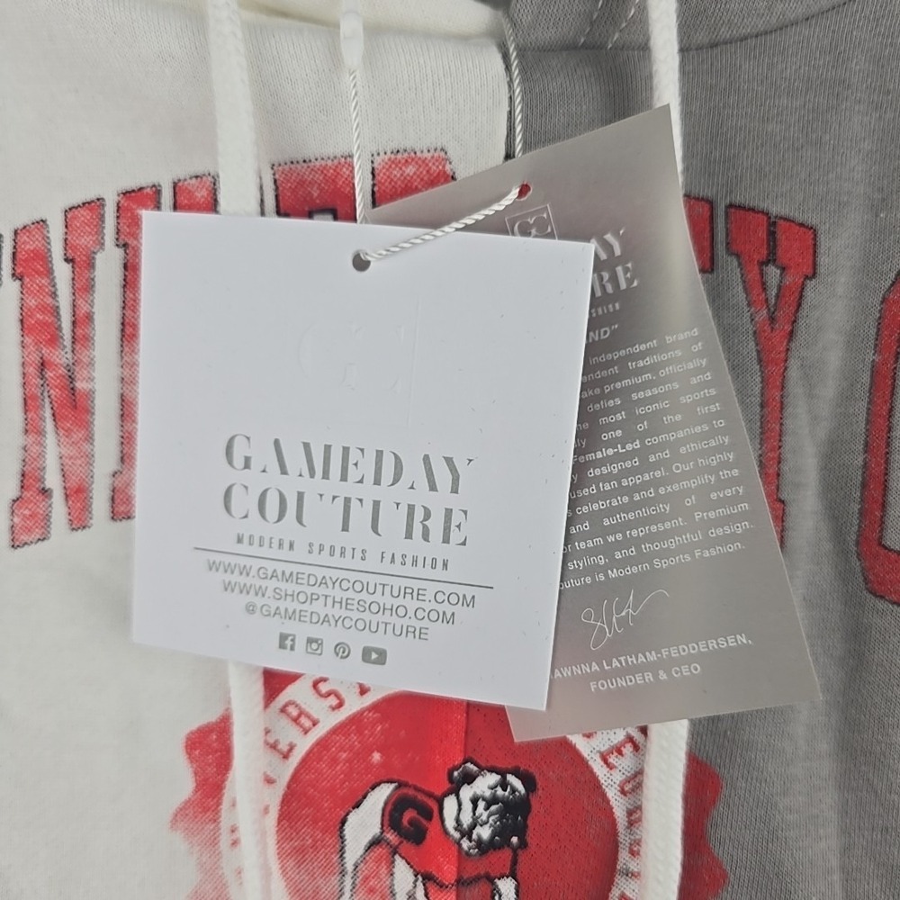 Gameday Couture University Of Georgia Hoodie Womens' Size L White Gray Split - Picture 4 of 9